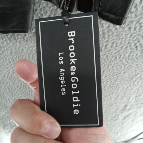 Brooke & Goldie Leather Jacket Womens Small Black Moto 3/4 Sleeve Fitted‎ Sheep - Picture 6 of 8